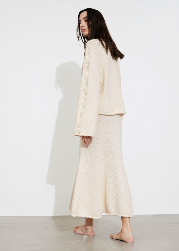 & Other Stories Textured Midi Skirt Cream