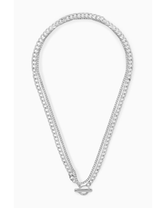 COS Adjustable Layered Necklace Silver