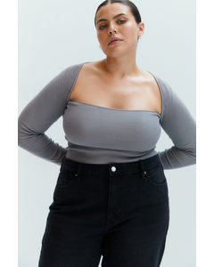 Square-neck Cropped Top Grey