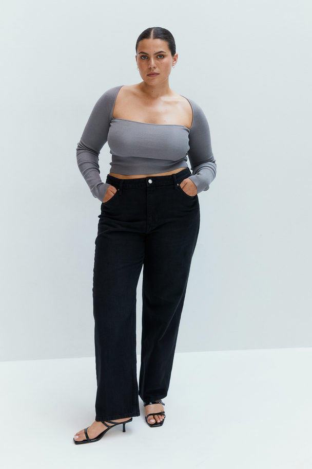 H&M Square-neck Cropped Top Grey