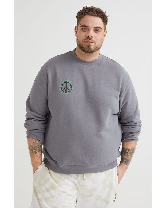 H&M Cotton Sweatshirt Grey/anytime Soon