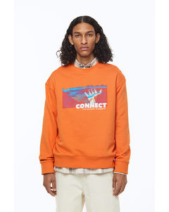 Sweatshirt Med Tryk Relaxed Fit Orange/connect