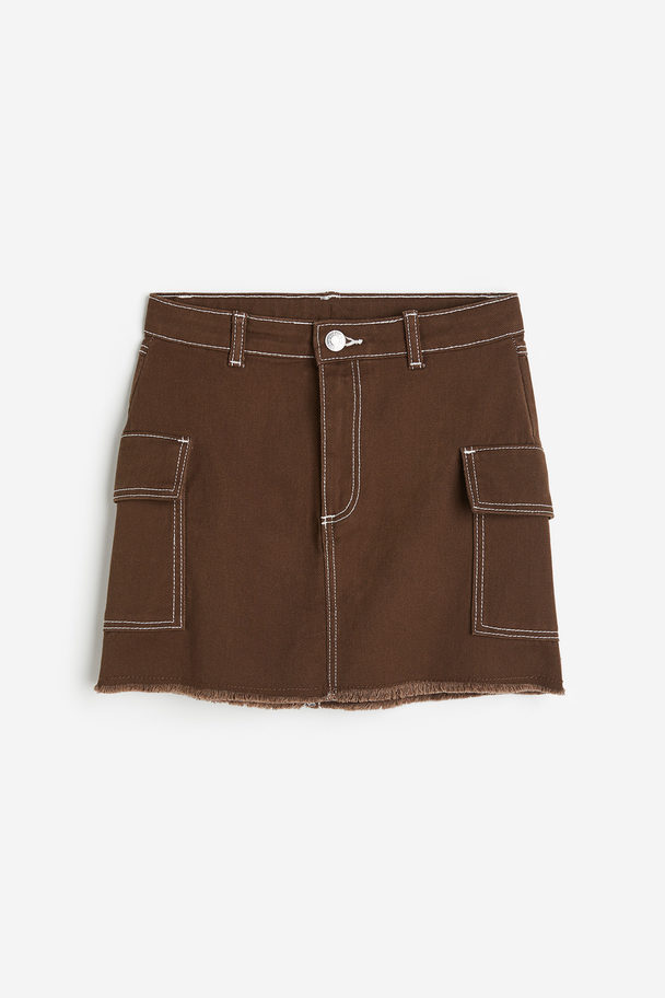 H&M Twill Cargo Skirt Dark Brown
