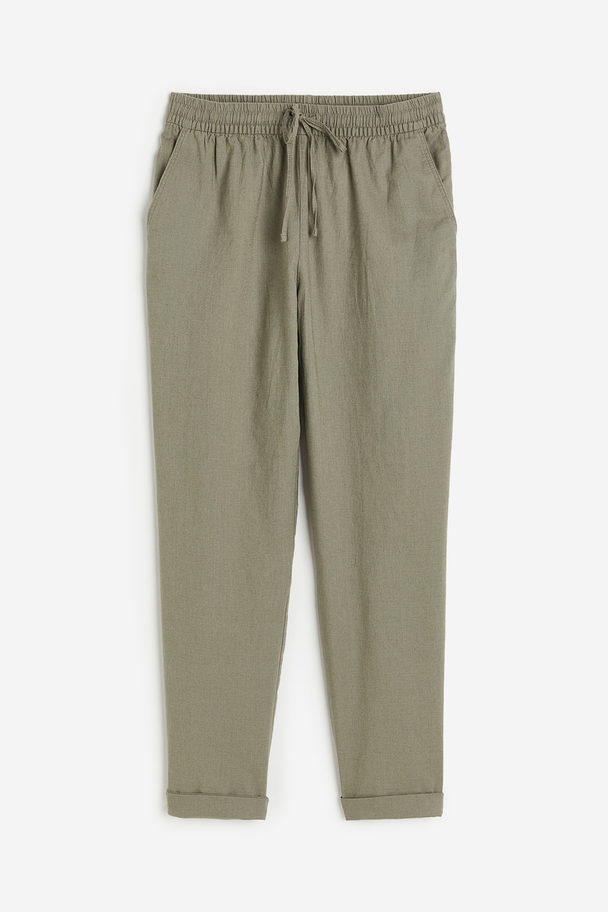 H&M Joggpants aus Leinenmix Khakigrün