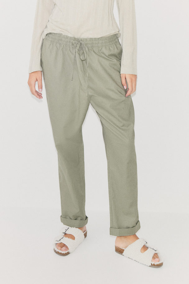 H&M Joggpants aus Leinenmix Khakigrün