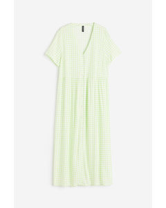 Button-front Dress Light Green/checked