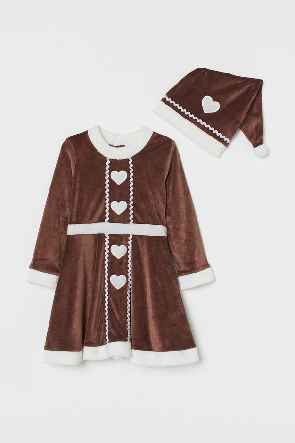 H&M Christmas Dress And Hat Dark Brown