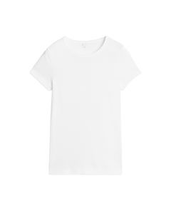 Rib-Knit T-Shirt White