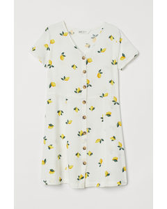 Button-front Dress Natural White/lemons