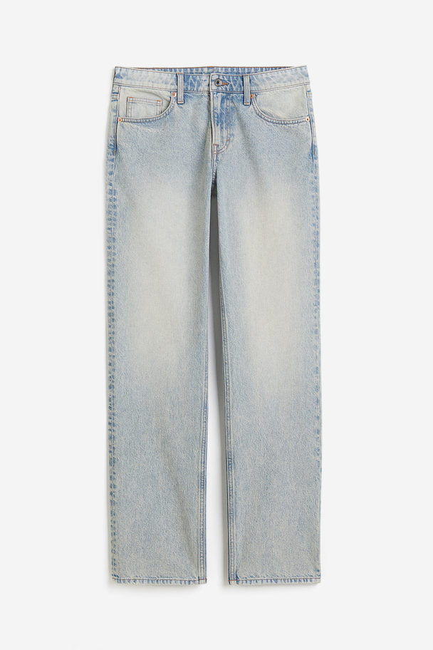 H&M Straight Regular Jeans Pale Denim Blue