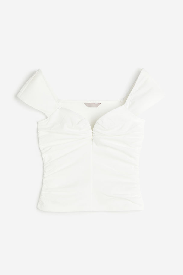 H&M Gerafftes Shirt Weiß