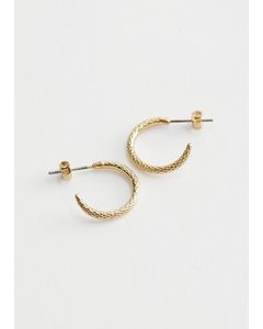 Snake Embossed Hoop Earrings Gold