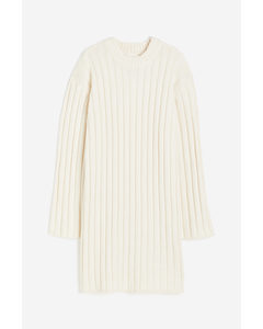 Rib-knit Dress Cream