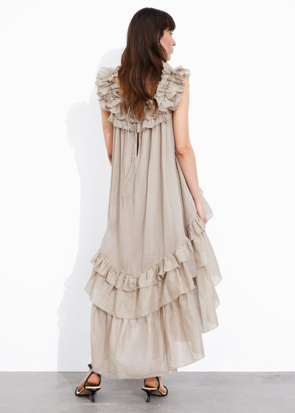 & Other Stories Tiered Ruffle Midi Dress Mole