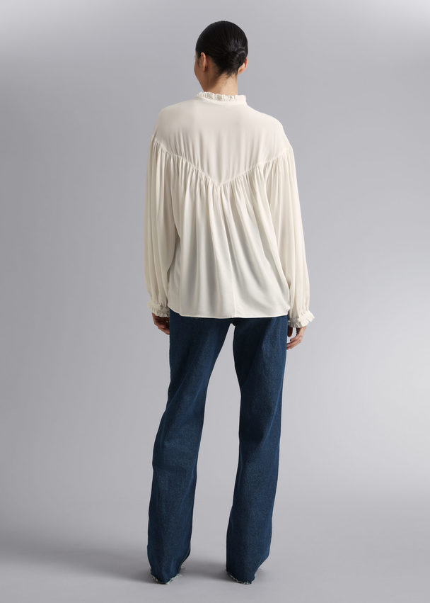 & Other Stories Oversized Blouse Met Ruches Crème