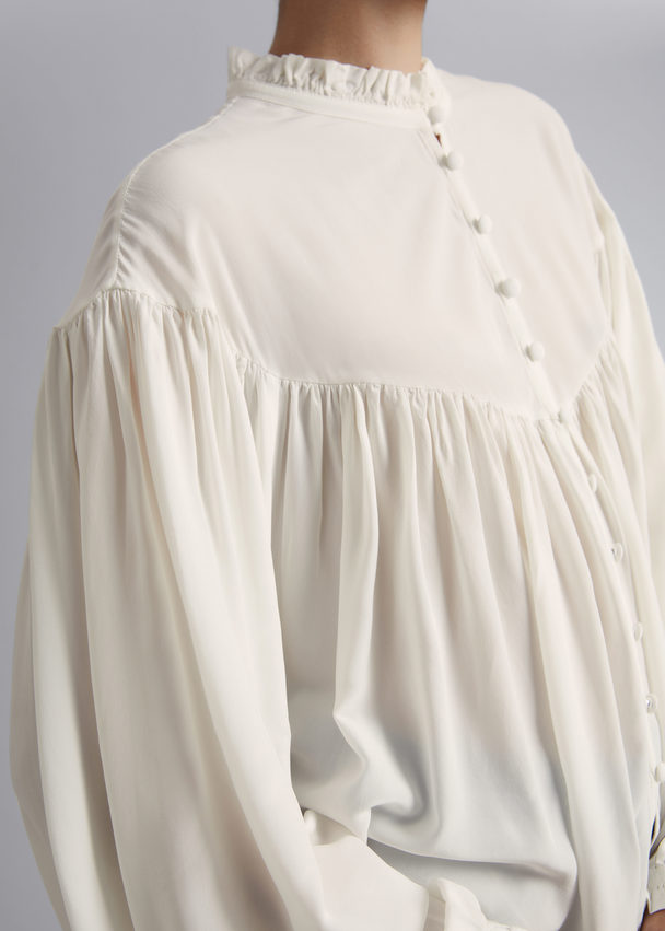 & Other Stories Oversized Frill Blouse Cream