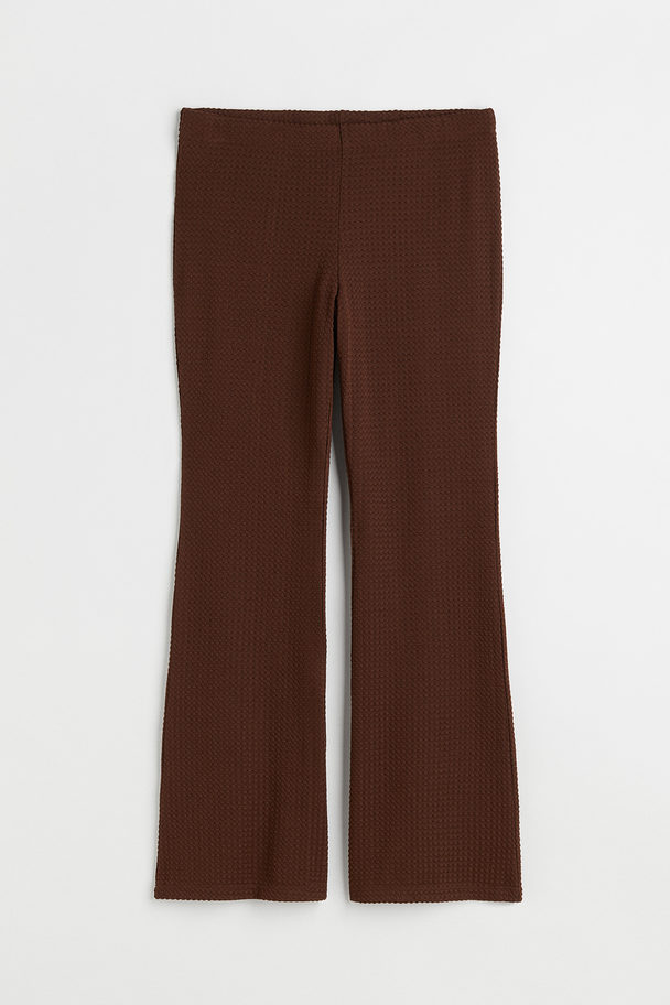 H&M H&m+ Pattern-knit Trousers Dark Brown