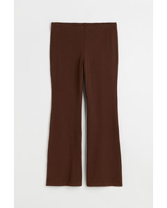 H&m+ Pattern-knit Trousers Dark Brown