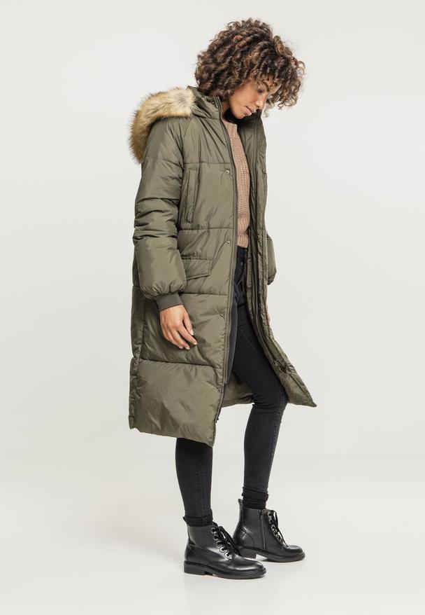 Urban Classics Damen Ladies Oversize Faux Fur Puffer Coat