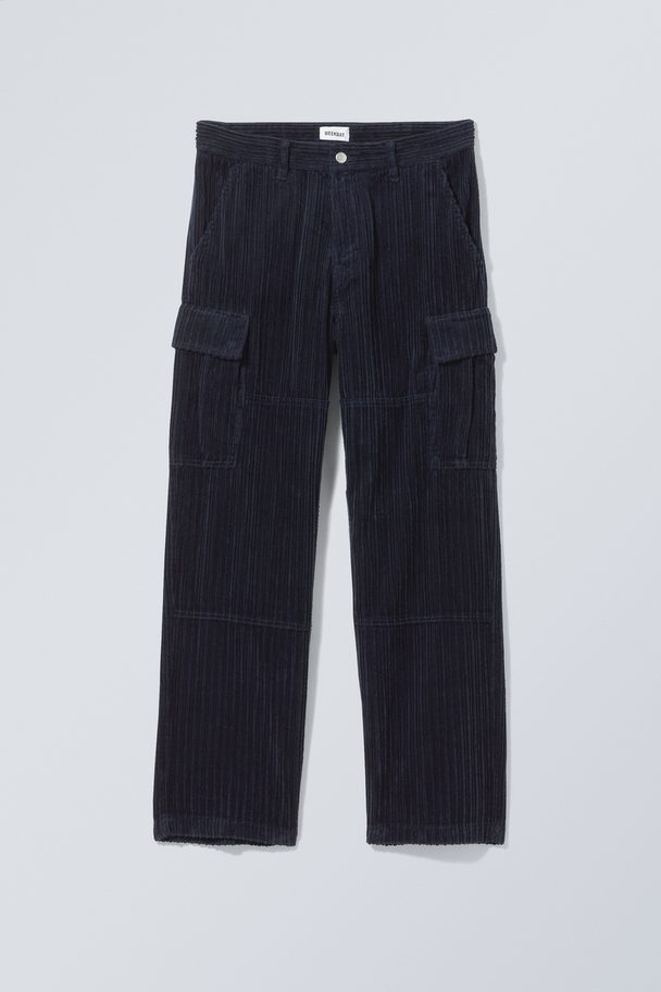 Weekday Joel Relaxed Cargo Trousers Navy Blue