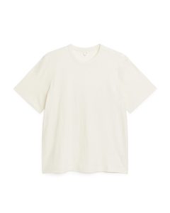 T-Shirt aus Leinenmix Cremeweiß