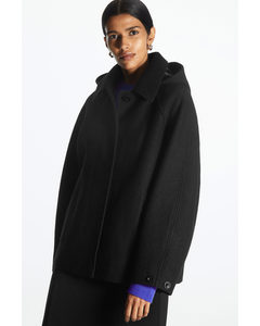 Hooded Boiled-wool Coat Black