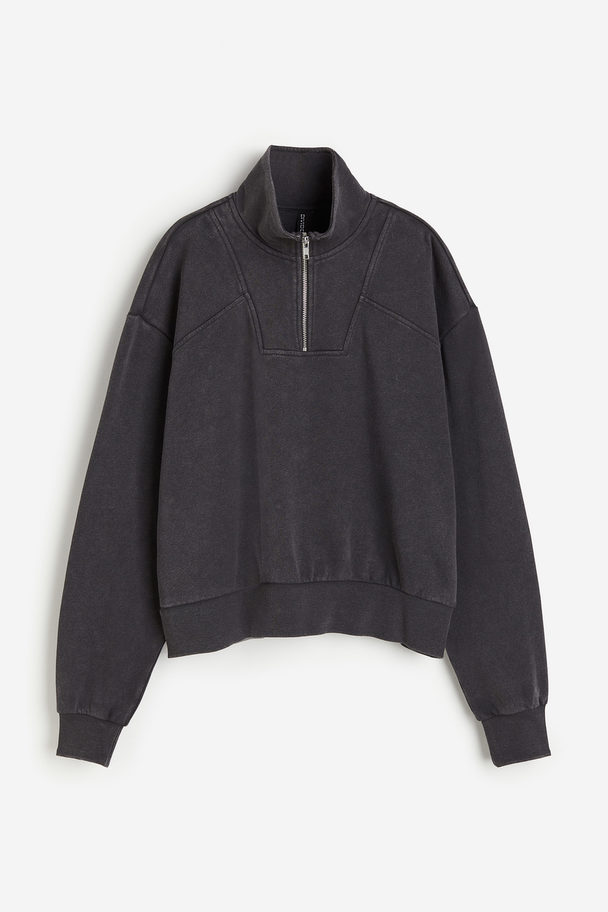 H&M Oversized Sweatshirt mit Zipper Dunkelgrau