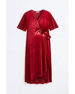 MAMA Wickelkleid aus Velours Rot