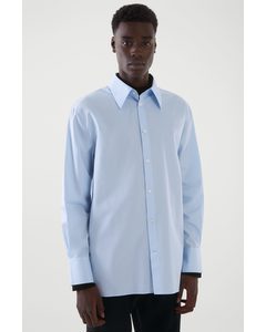 Regular-fit Pointed Collar Shirt Light Blue