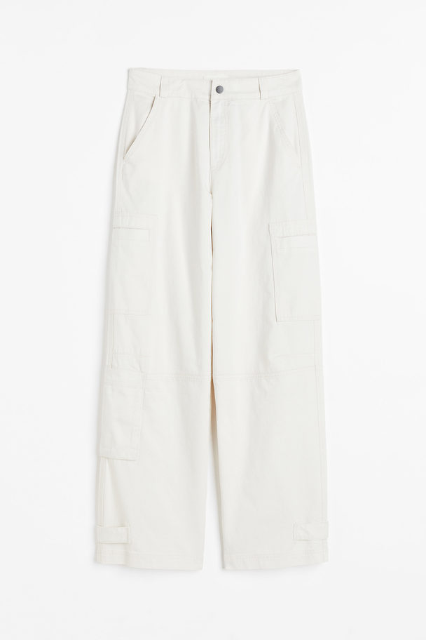 H&M Straight Cargo Trousers White