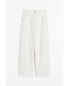 Straight Cargo Trousers White