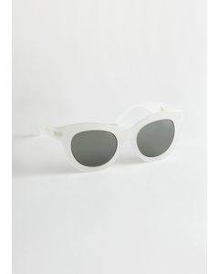 Runde Oversized-Sonnenbrille Weiß