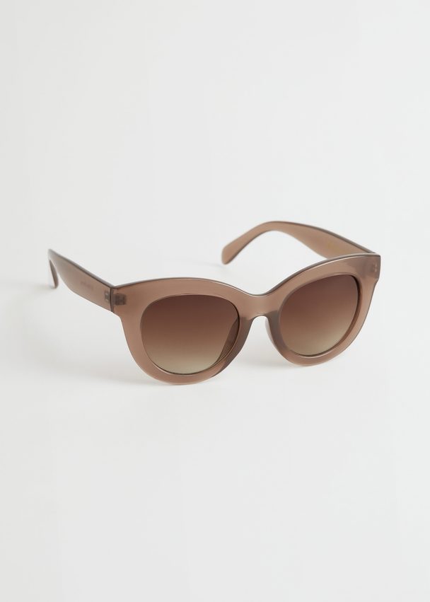 & Other Stories Oversized Rounded Sunglasses Dark Beige