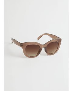 Oversized Rounded Sunglasses Dark Beige