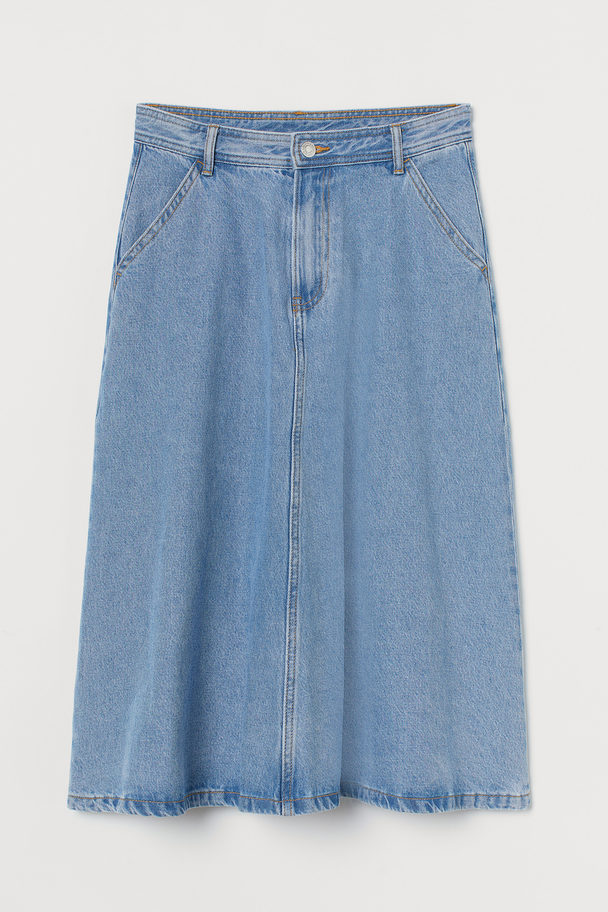 H&M Knee-length Denim Skirt Light Denim Blue