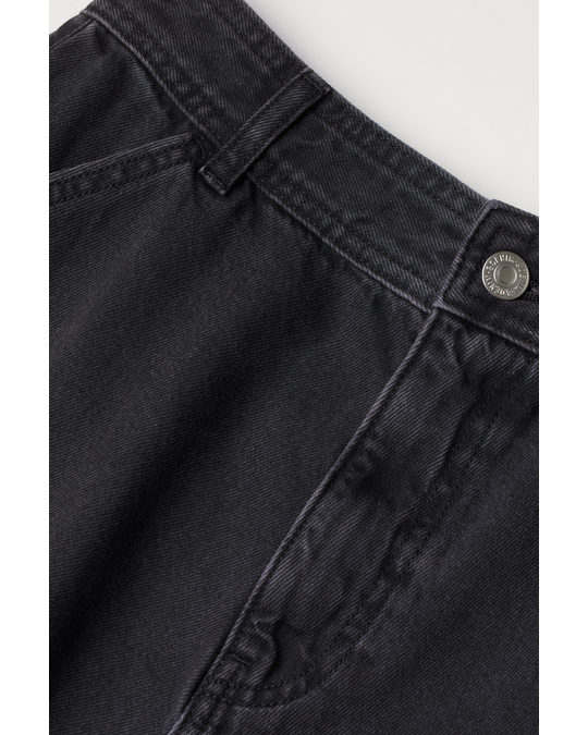H&M Knee-length Denim Skirt Black/washed Out