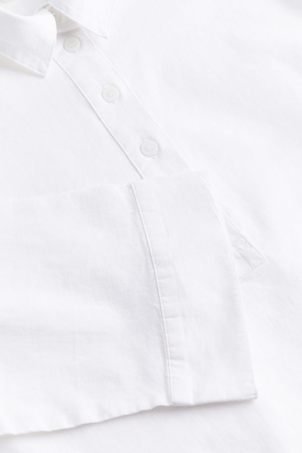 H&M Linen-blend Pop-over Shirt White
