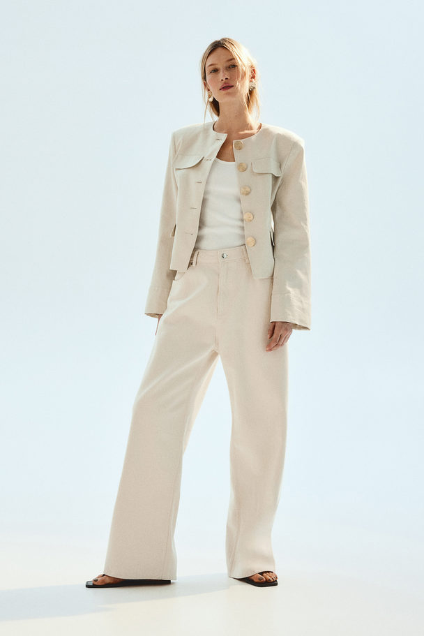 H&M Leinenblazer Hellbeige