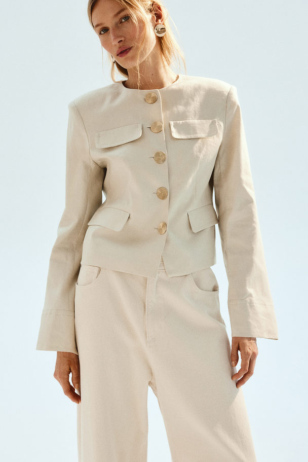 H&M Leinenblazer Hellbeige