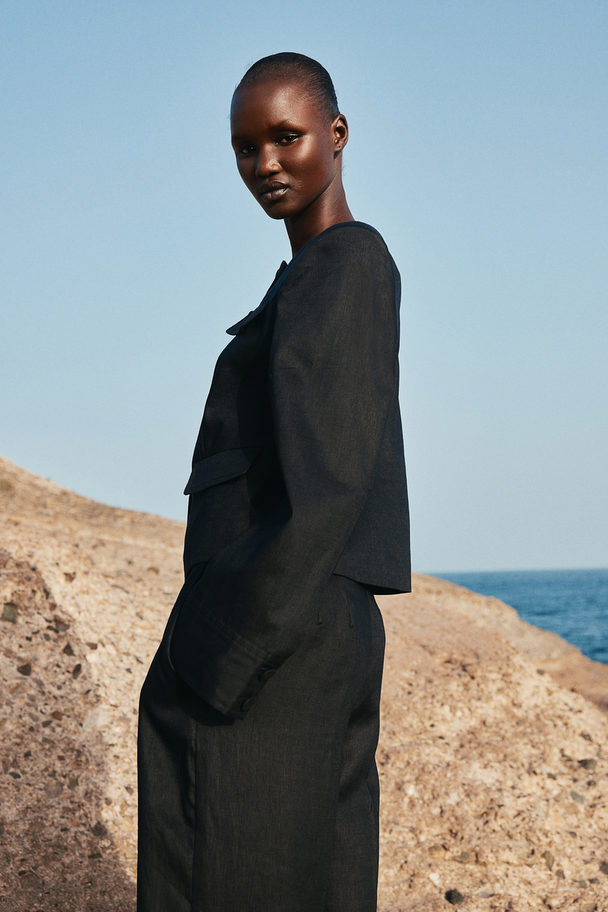 H&M Linen Jacket Black