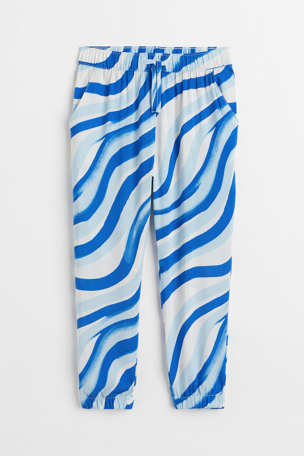 H&M Woven Joggers Bright Blue/patterned