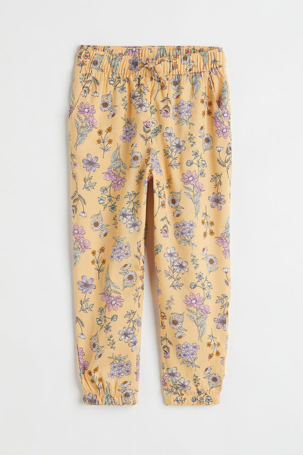 H&M Woven Joggers Yellow/flowers