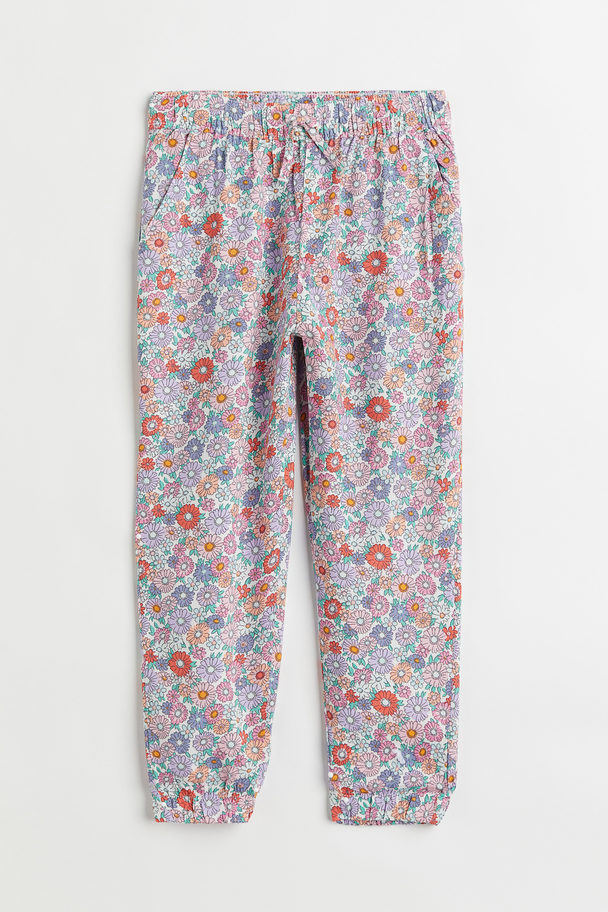 H&M Woven Joggers White/floral