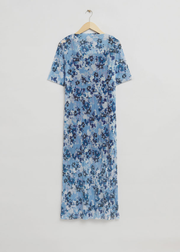 & Other Stories Lasergesneden Midi-jurk Met Print Lichtblauwe Bloemenprint