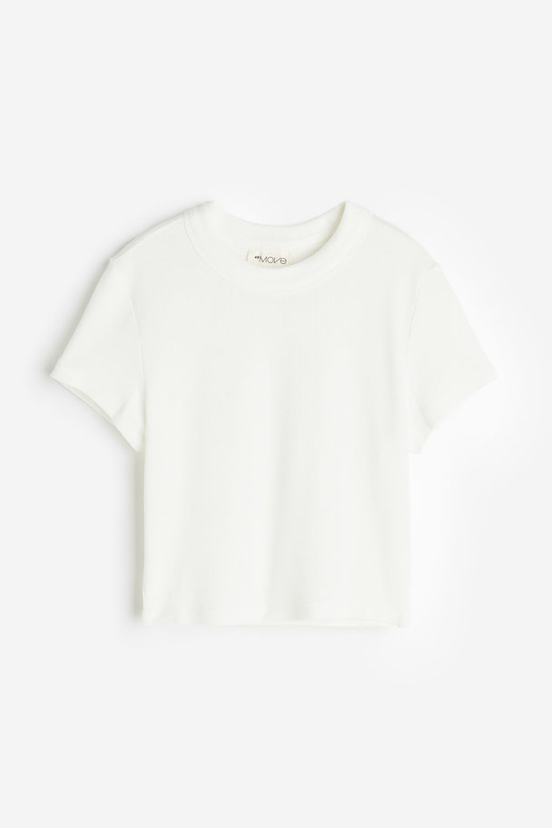 H&M DryMove™ Kurzes Sportshirt Weiß