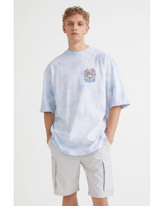 Oversized Fit Printed T-shirt Light Blue/looney Tunes