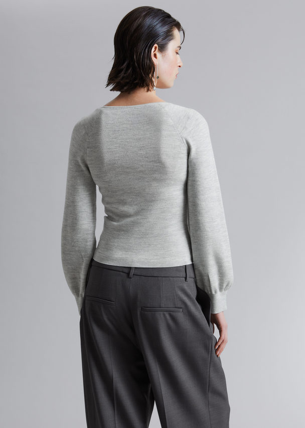 & Other Stories Slim-fit Soft Knit Top Light Grey