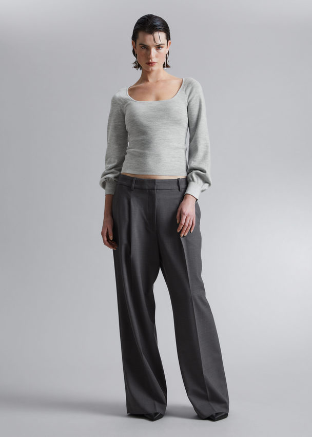 & Other Stories Slim-fit Soft Knit Top Light Grey