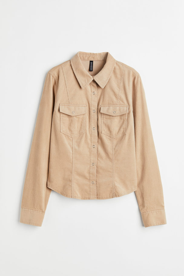 H&M Fitted Shirt Beige