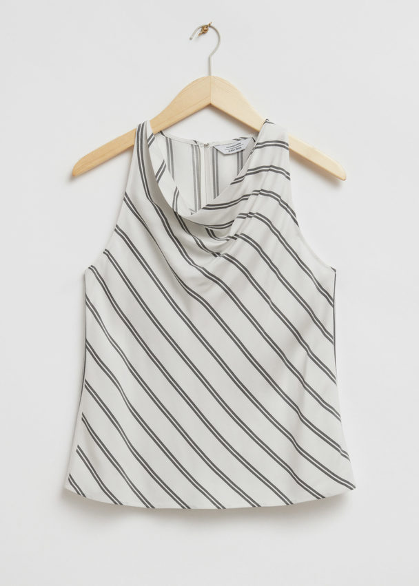 & Other Stories Slim-fit Cowl Neck Top White/black Striped